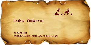 Luka Ambrus névjegykártya